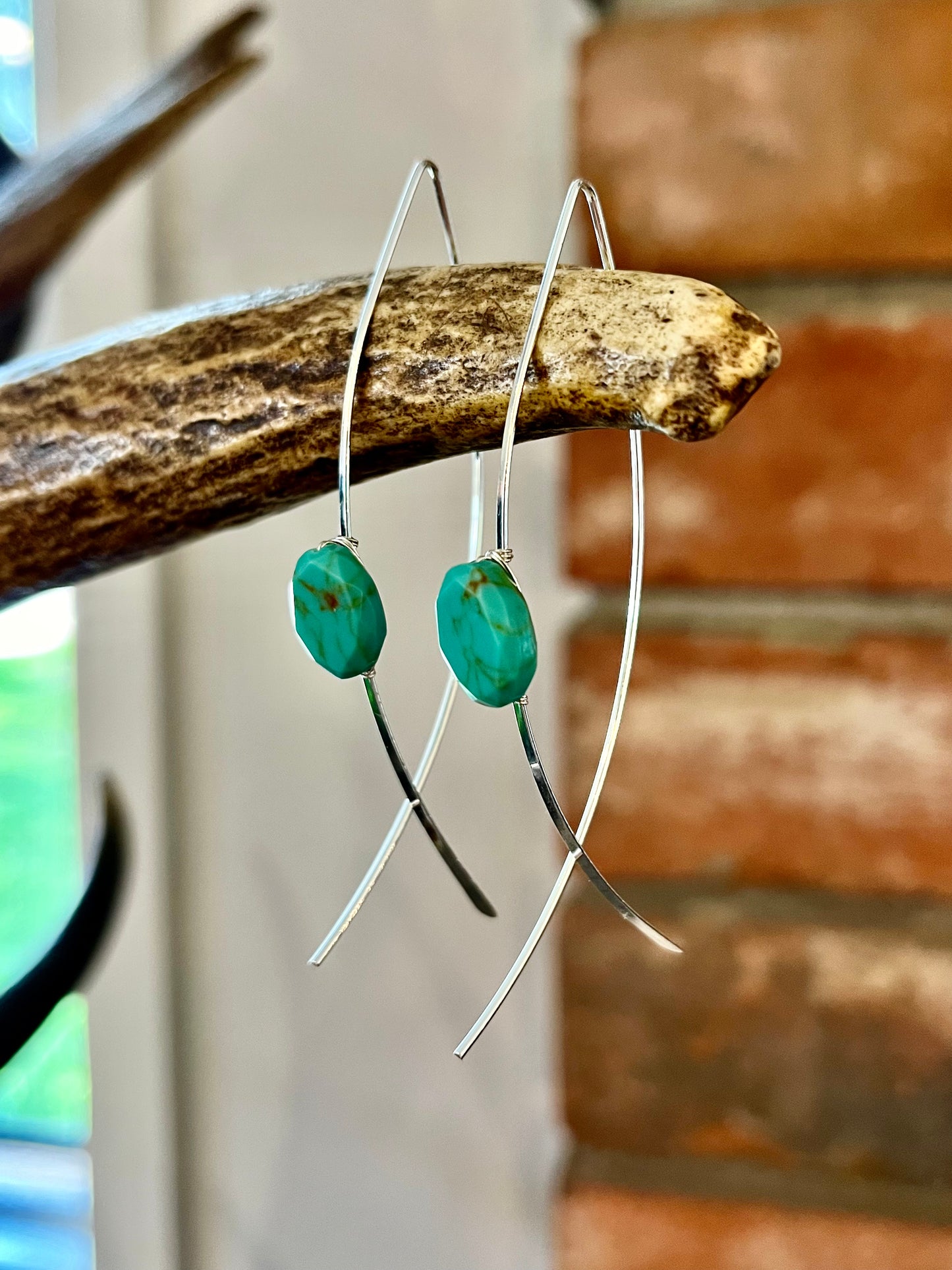 Unique silver & turquoise earrings ￼