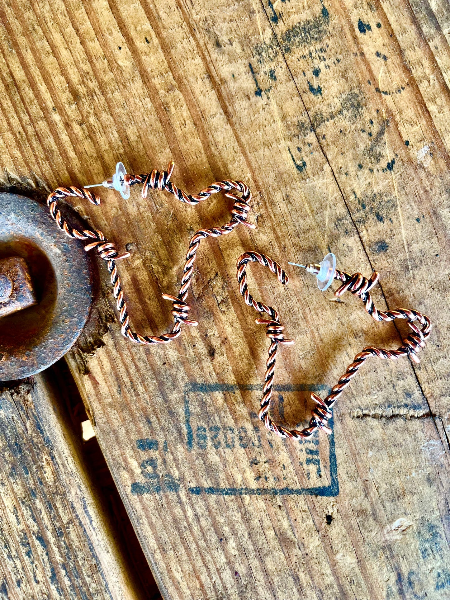 Copper cow earrings