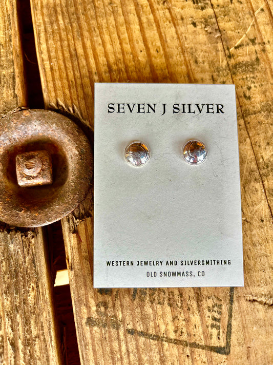 Hand made silver medium sized studded earrings