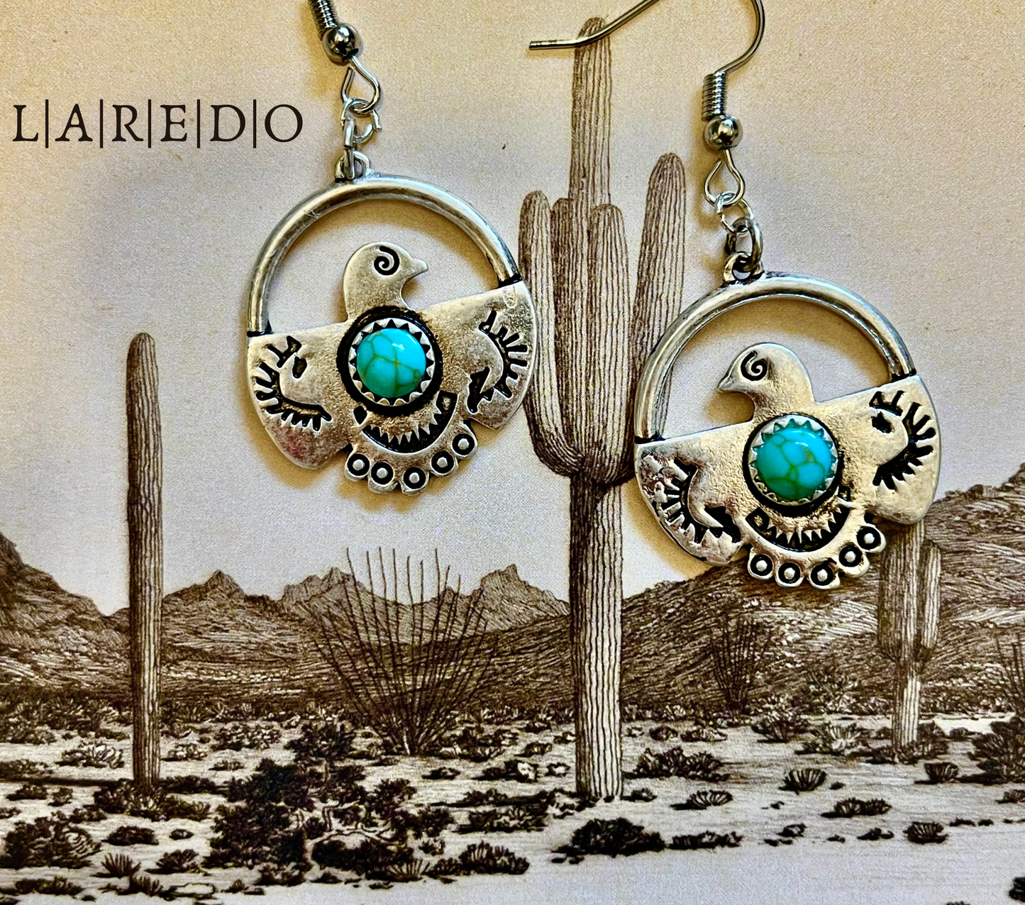 Turquoise eagle earrings